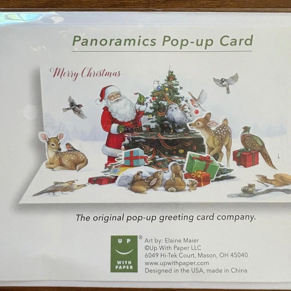Up With Paper Panoramics‎ Pop-Up Christmas Greeting Cards Set of 2 Santa Claus